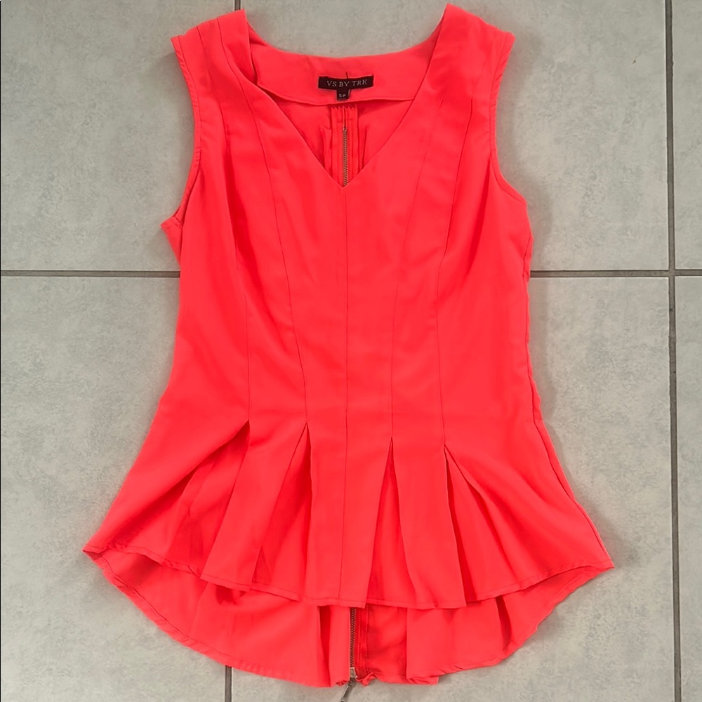 Elegant Coral Sleeveless Blouse